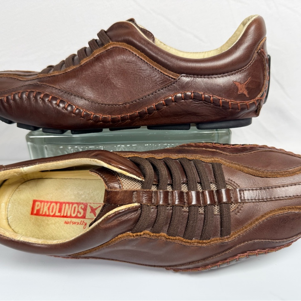 PIKOLINOS Fuencarral Made in Spain lightweight Brown Leather Slip-On Loafers - Picture 2 of 9